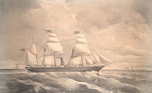 SS City of Glasgow - lithograph by Edward Duncan
