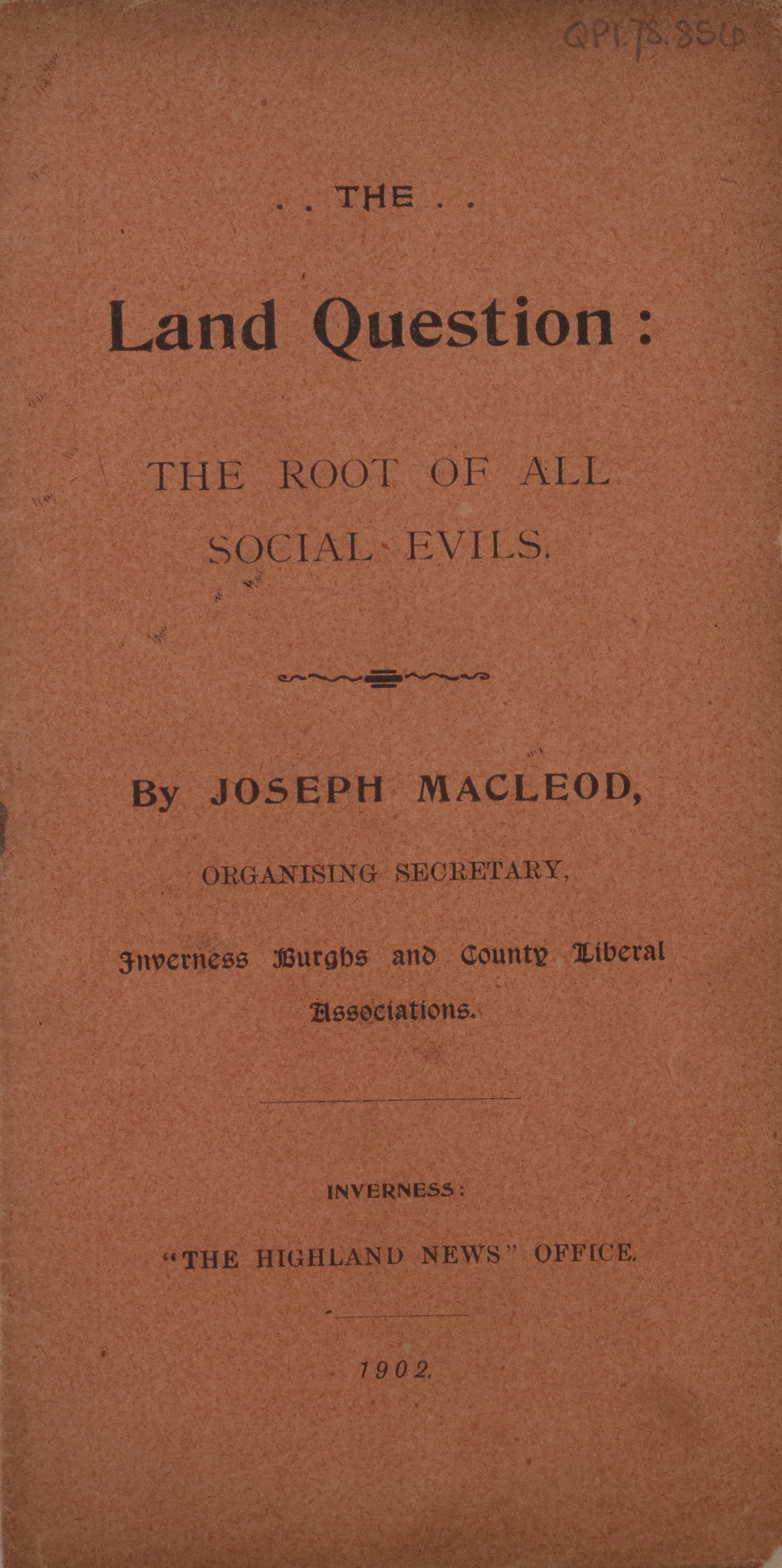 Front page of pamphlet